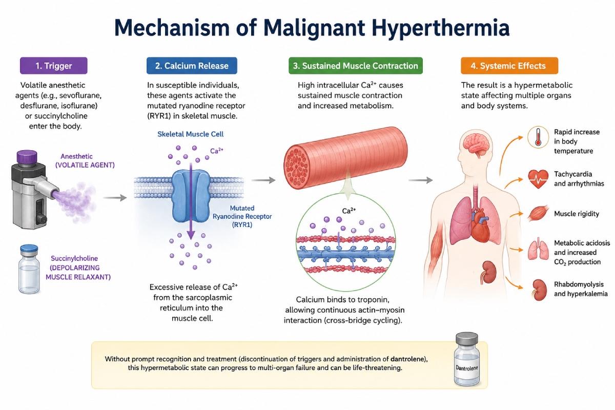 Mechanism of Malignant Hyperthermia Due to Volatile Anesthesia